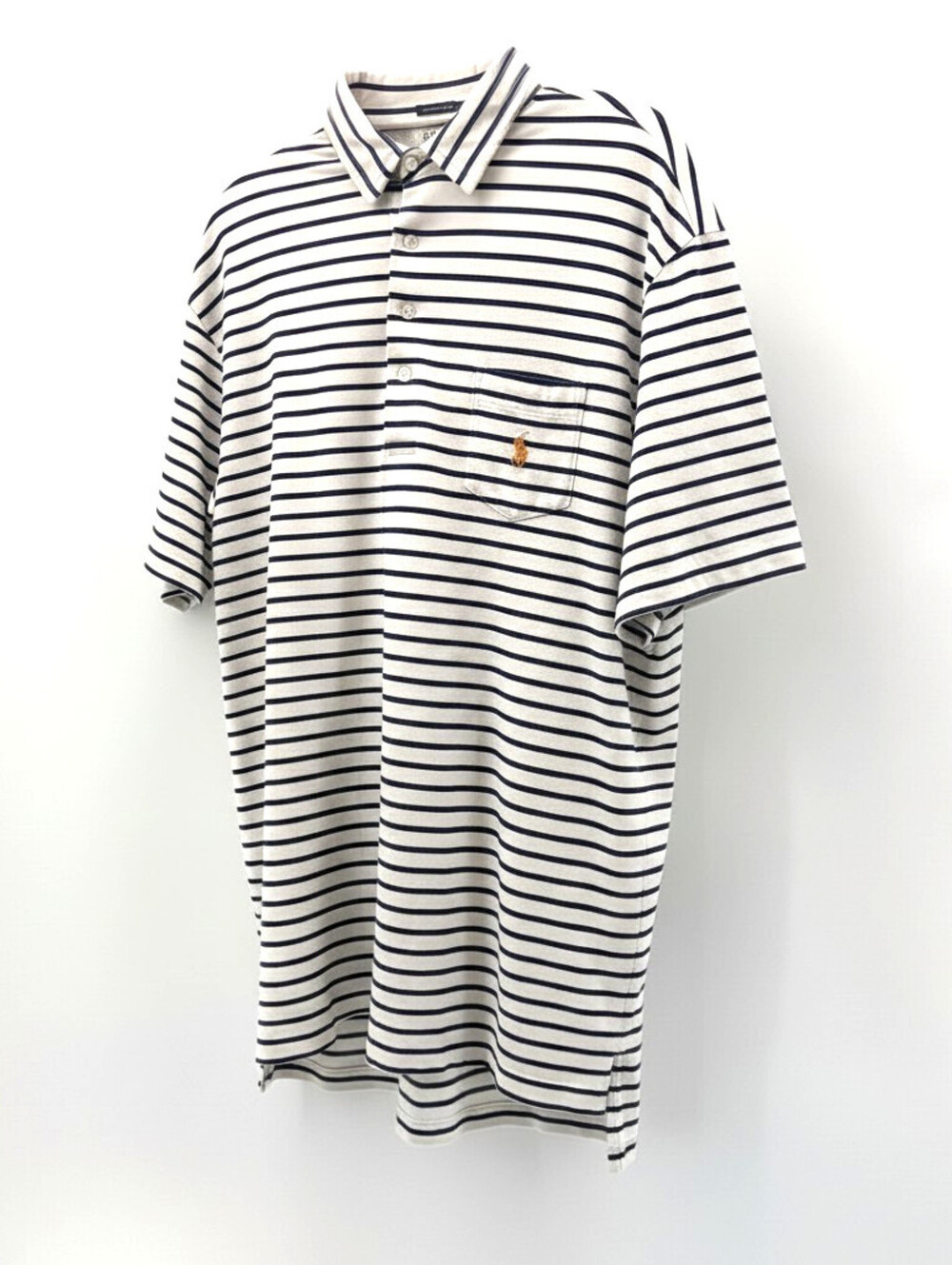 Polo Golf Ralph Lauren Stretch Lisle Men's Striped Polo Pocket Navy/White Large
